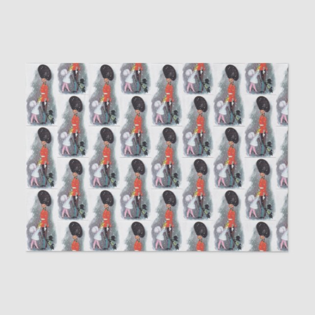 Vintages Soldat-Kinderweihnachtsgewebe Seidenpapier (Vorderseite)