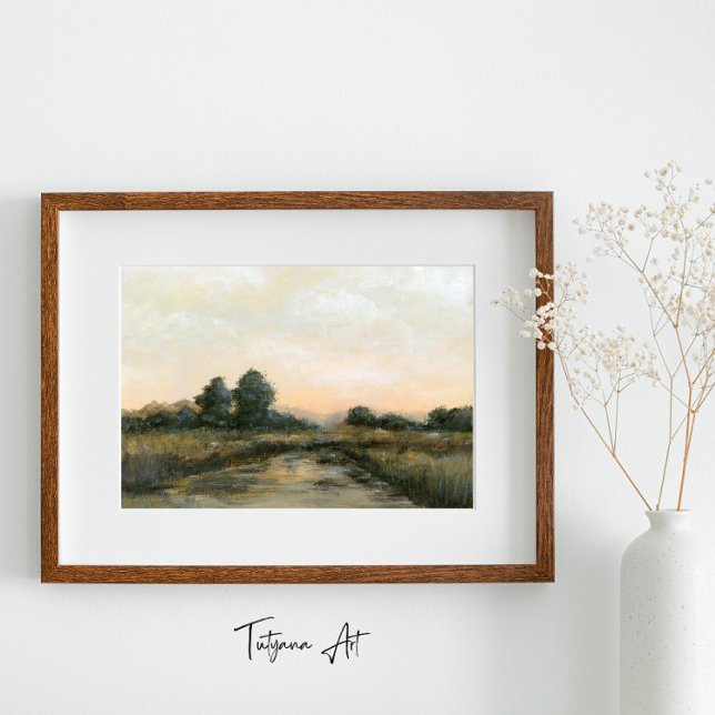 Vintages Sonnenaufgang Landschaft mit Fluss Fine A Poster (Vintage Sunrise Landscape with River Fine Art in a frame (frame is excluded in the purchase))