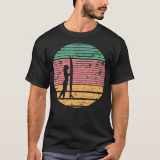 Vintages Sonnenaufgang Surfer Girl Rücken Retro Ge T-Shirt