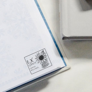 Vintages Sonnenblumenbuch Ex Libris Gummistempel
