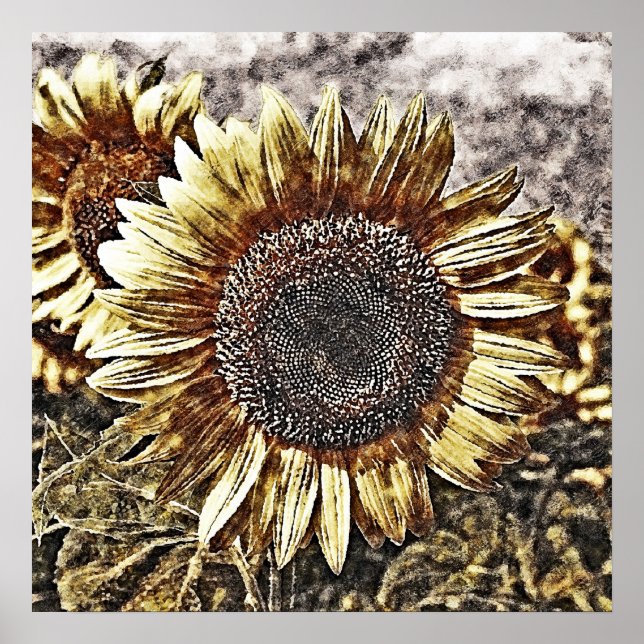 Vintages Sonnenblumengemälde #4 - Plakate (Vorne)