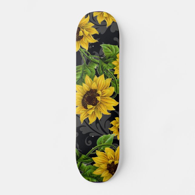 Vintages Sonnenblumenmuster Skateboard (Vorderseite)