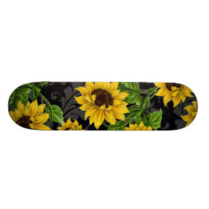 Vintages Sonnenblumenmuster Skateboard