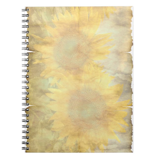 Vintages Sonnenblumenpapier Notizblock (Vorderseite)