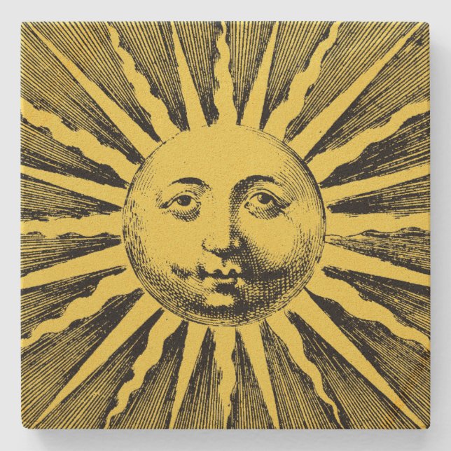 Vintages Sonnenlicht Steinuntersetzer (Vorderseite)