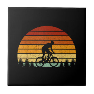 Vintages Sonnenuntergang Mountainbike-Geschenk für Fliese