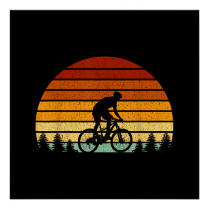 Vintages Sonnenuntergang Mountainbike-Geschenk für Poster