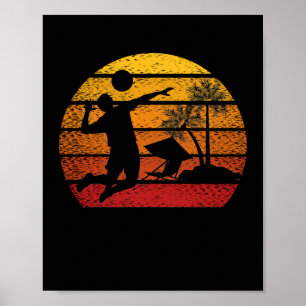 Vintages Sonnenuntergang-Volleyball-Geschenk Poster