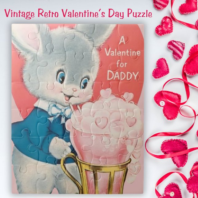 Vintages Sonnenwunder für Daddy Retro Puzzle (Vintage Bunny Valentine for Daddy Retro Jigsaw Puzzle)