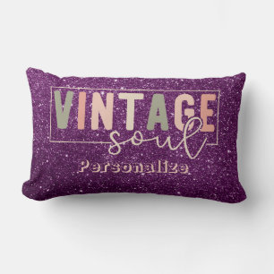 Vintages Soul Zitat Retro Farben Lila Glitzer Lendenkissen