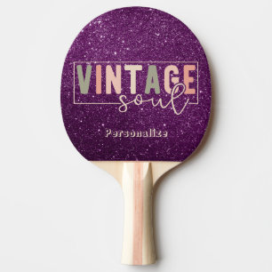 Vintages Soul Zitat Retro Farben Lila Glitzer Tischtennis Schläger