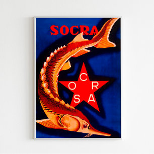 Vintages sowjetisches Ad-Poster "Canned Sturgeon S Poster