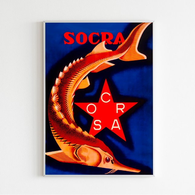 Vintages sowjetisches Ad-Poster "Canned Sturgeon S Poster (Von Creator hochgeladen)
