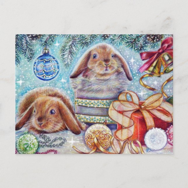 Vintages sowjetisches Neujahr/Weihnachts-Postkarte Postkarte (Vorderseite)