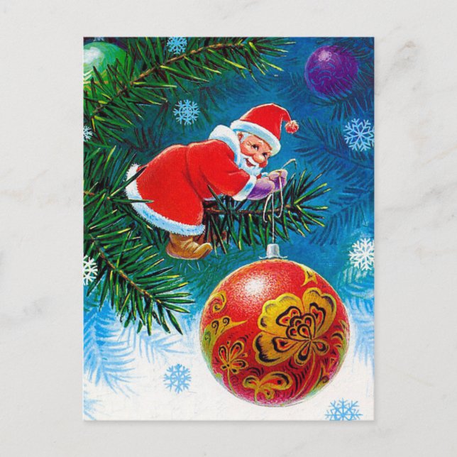 Vintages sowjetisches Neujahr/Weihnachts-Postkarte Postkarte (Vorderseite)