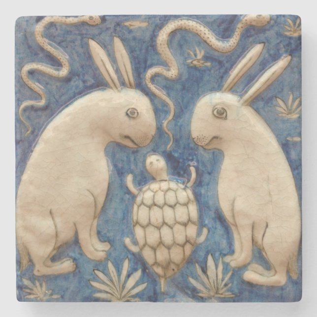 Vintages Spanisches Kaninchen Steinuntersetzer (Vorderseite)