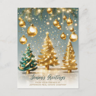 Vintages Sparkling Weihnachtsbaumunternehmen Feiertagspostkarte