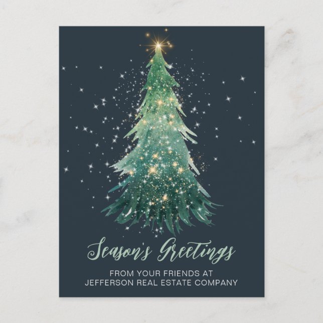Vintages Sparkling Weihnachtsbaumunternehmen Feiertagspostkarte (Vorderseite)