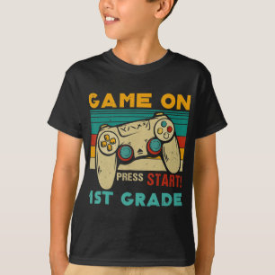 Vintages Spiel auf der Press Start 1. Klasse Gamer T-Shirt