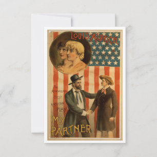 Vintages Spiel "Mein Partner" Dankeskarte