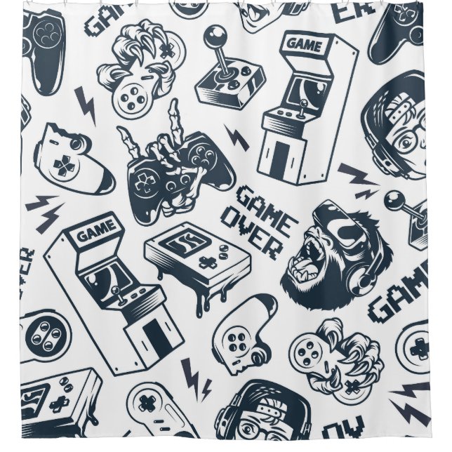 Vintages Spielmuster rückwärts. Duschvorhang (Vorderseite)