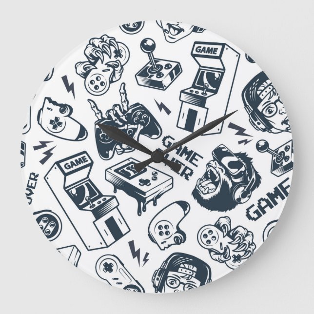 Vintages Spielmuster rückwärts. Große Wanduhr (Vorderseite)