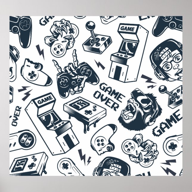 Vintages Spielmuster rückwärts. Poster (Vorne)