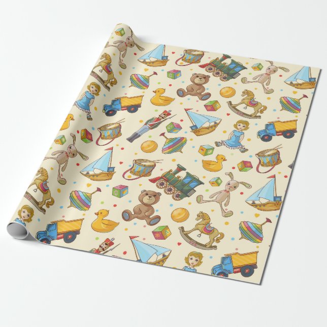 Vintages Spielzeug Geschenkpapier (Ungerollt)