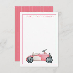 Vintages Spielzeug in Rosa und Weiß Personalisiert Mitteilungskarte
