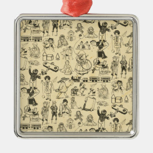 Vintages Spielzeug und Kindermuster Ornament Aus Metall