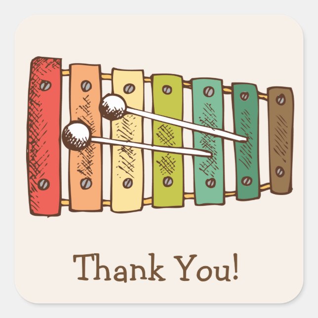 Vintages Spielzeug Xylophone Babydusche Quadratischer Aufkleber (Vorderseite)