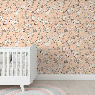 Vintages Spielzeugmuster Pink/Gelb ID783 Tapete