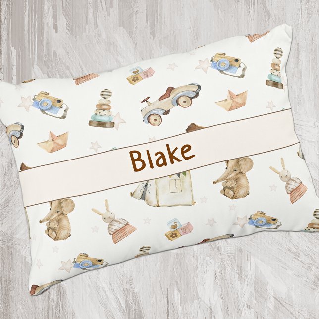 Vintages Spielzeugmuster weiß Dekokissen (Von Creator hochgeladen)