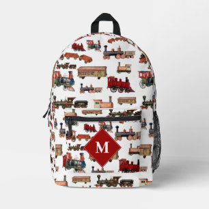 Vintages Spielzeugzug - Muster-Monogramm Bedruckter Rucksack