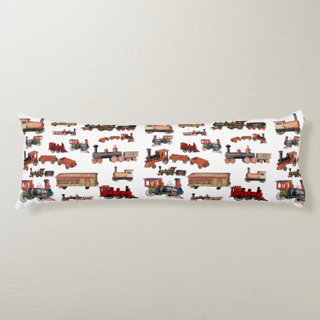 Vintages Spielzeugzug-Muster Seitenschläferkissen (Vorderseite)