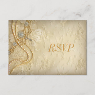 Vintages Spitze und Perlen UAWG RSVP Karte