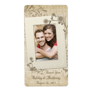 Vintages Spitzen-Foto Hochzeitswein Flasche