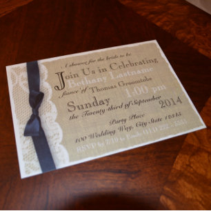Vintages Spitzen- und Burlap-Brautparty Einladung