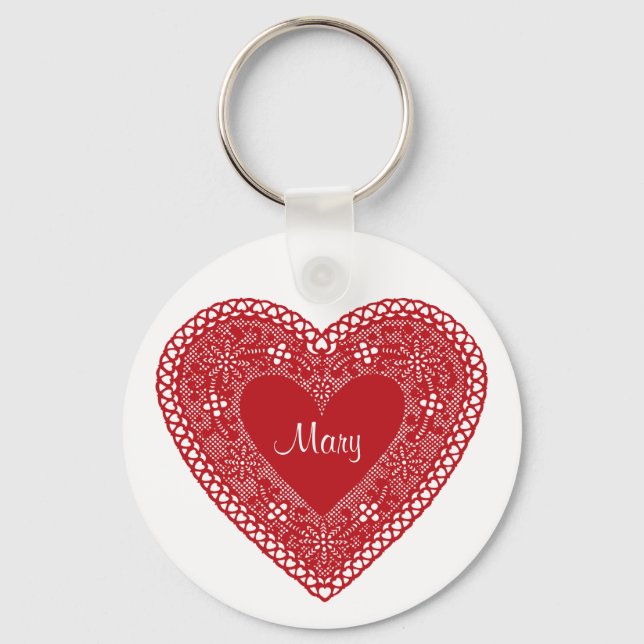 Vintages Spitzenherz Schlüsselanhänger (Vorderseite)