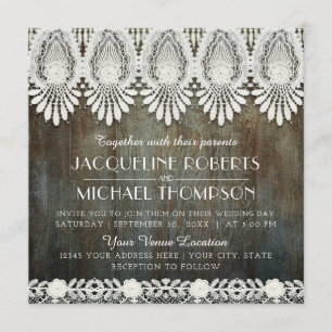 Vintages Spitzenholz Rustikales Land Western Stall Einladung