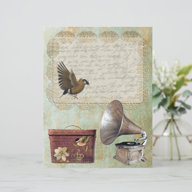 Vintages Spitzenlabel Gramophon Box Gold Paper (Stehend Vorderseite)