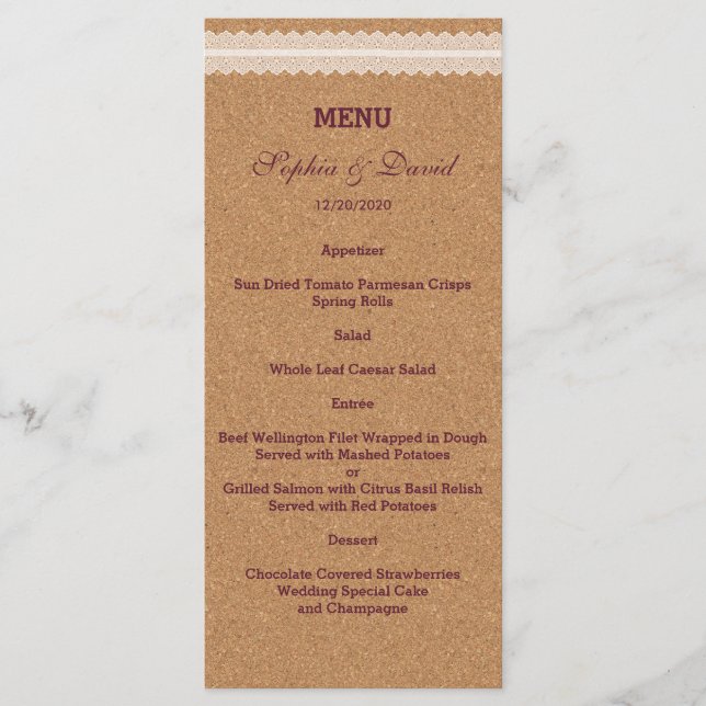 Vintages Spitzenweinmenü Menükarte (Vorderseite)