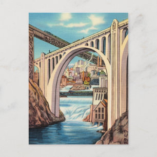 Vintages Spokane, Washington und Fall Postkarte