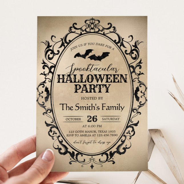 Vintages Spooktakuläres Adult-Kostüm-Halloween-Par Einladung (Vintage Spooktacular Costume Halloween Party Invitation)