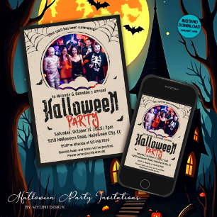 Vintages Spooky-Foto-Halloween-Party Einladung