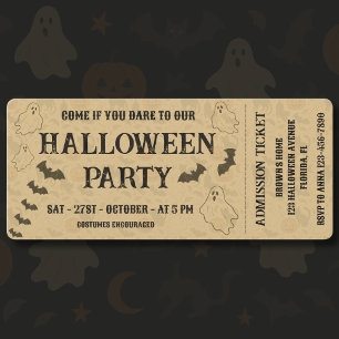 Vintages Spooky-Halloween-Party-Ticket Einladung