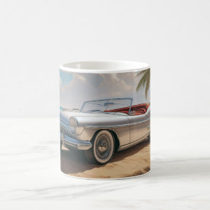Vintages Sportauto am tropischen Strand Kaffeetasse
