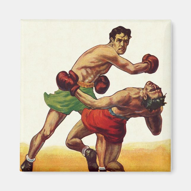 Vintages Sportboxen, Boxen im Kampf Magnet (Vorne)
