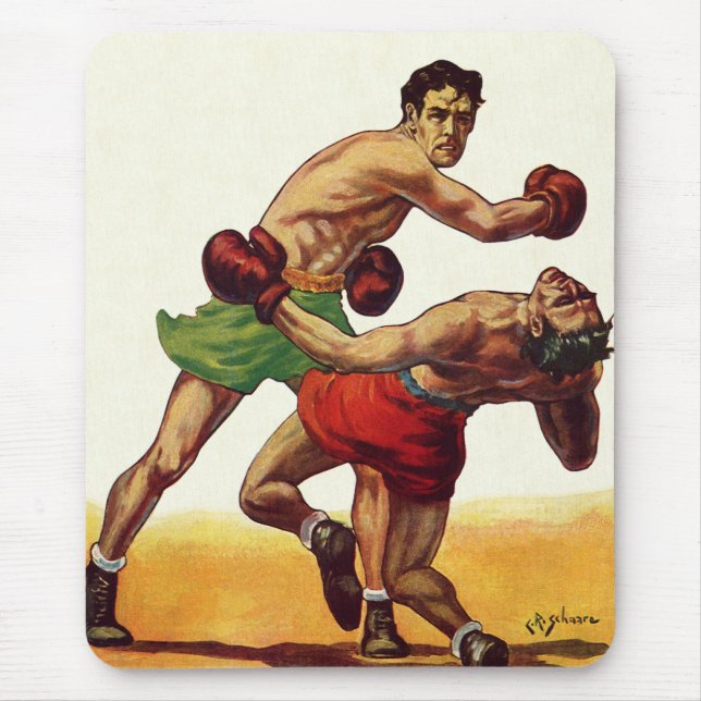 Vintages Sportboxen, Boxen im Kampf Mousepad (Vorne)