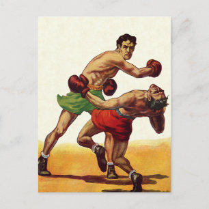 Vintages Sportboxen, Boxen im Kampf Postkarte